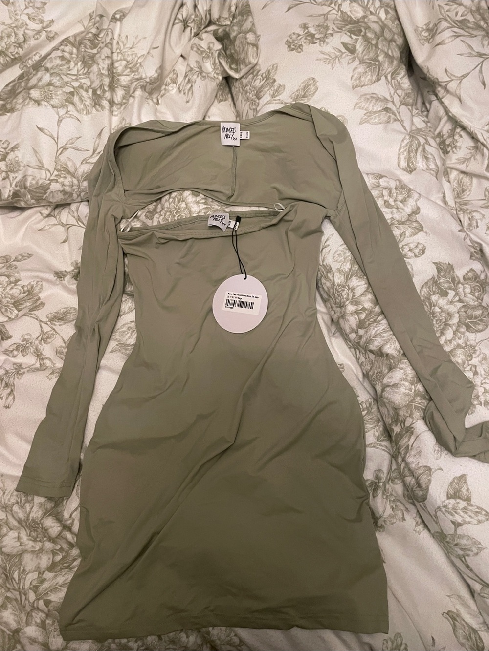Princess Polly Moran Two piece Bolero Dress Set Sage Green Long Sleeve Dress